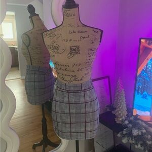 Fashion Nova Black and White Checkered Mini Skirt